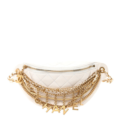 Chanel Lambskin Quilted All About Chains Waist Belt Bag White 1 of 13
