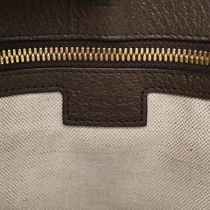 Gucci Monogram Jumbo GG Textured Dollar Calfskin Web Small Tote Bag Camel Ebony New Acero 6 of 20