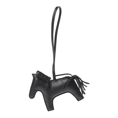 Hermes Milo Lambskin Grigri Rodeo Horse Bag Charm MM So Black 1 of 5