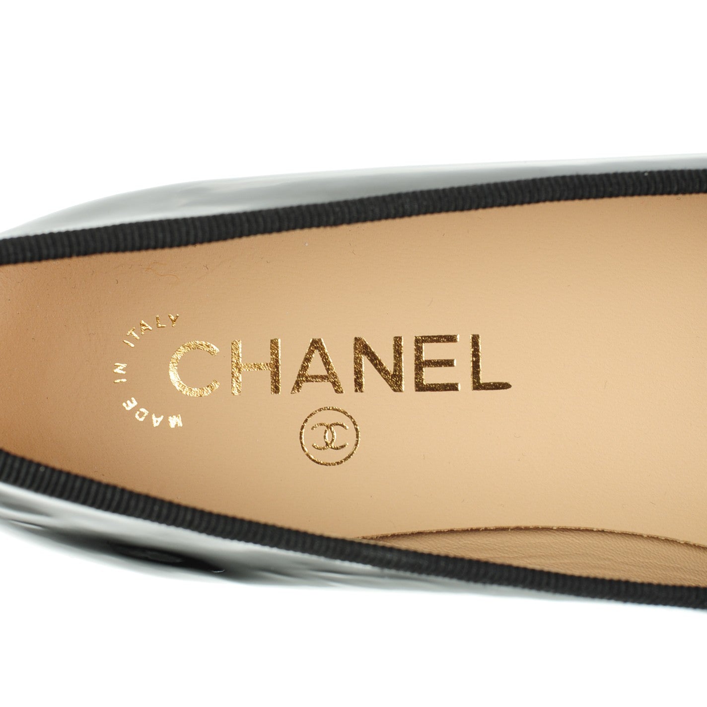 Patent CC Cap Toe Ballerina Flats 38.5 Black