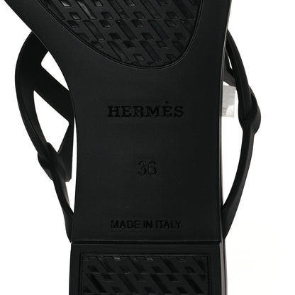 Hermes Rubber Womens Egerie Sandals 36 Black 6 of 10