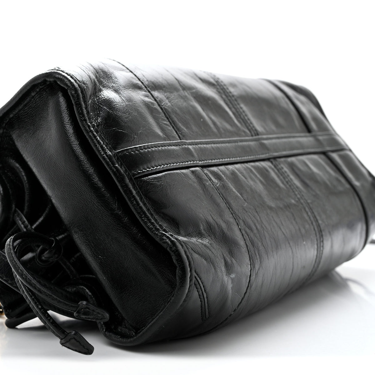 Glossy Calfskin Triangle Medium Bonnie Shoulder Bag Black