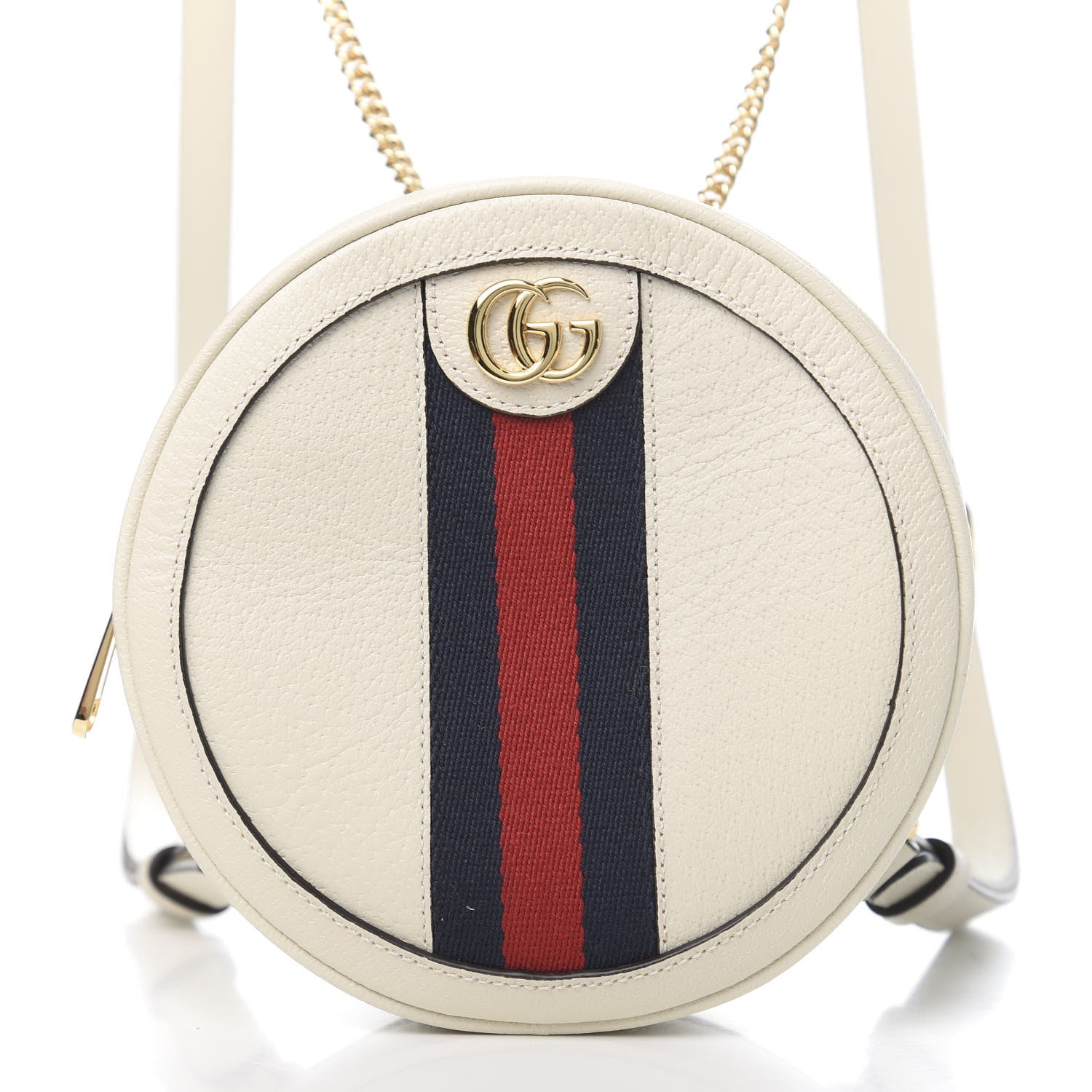 Gucci Textured Calfskin Web Mini Ophidia Round Backpack Mystic White 9 of 10