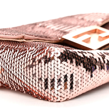 Fendi Sequin Metallic Nappa Pequin Mini Baguette Rame 9 of 13