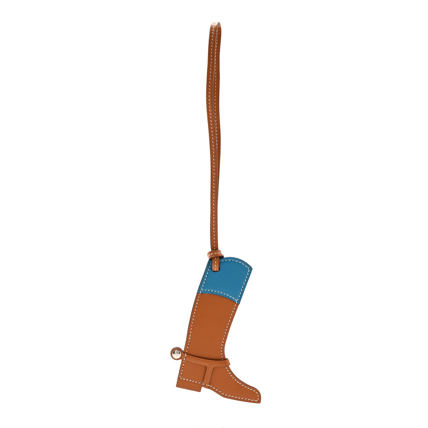 Hermes Butler Swift Paddock Botte Boot Bag Charm Natural Bleu Zanzibar 1 of 3