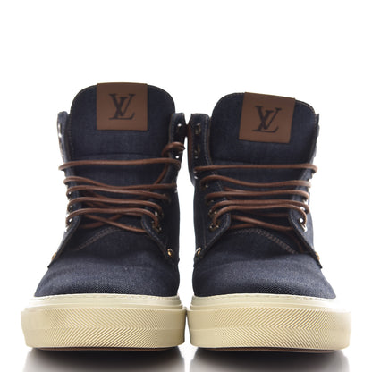 Louis Vuitton Calfskin Denim High Top Sneakers 11 2 of 15