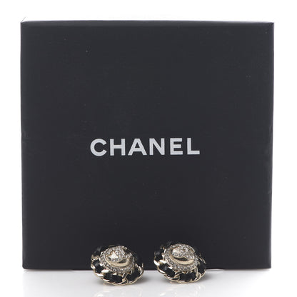 Chanel Crystal Metal Chain Around CC Earrings Gold Black 5 of 5