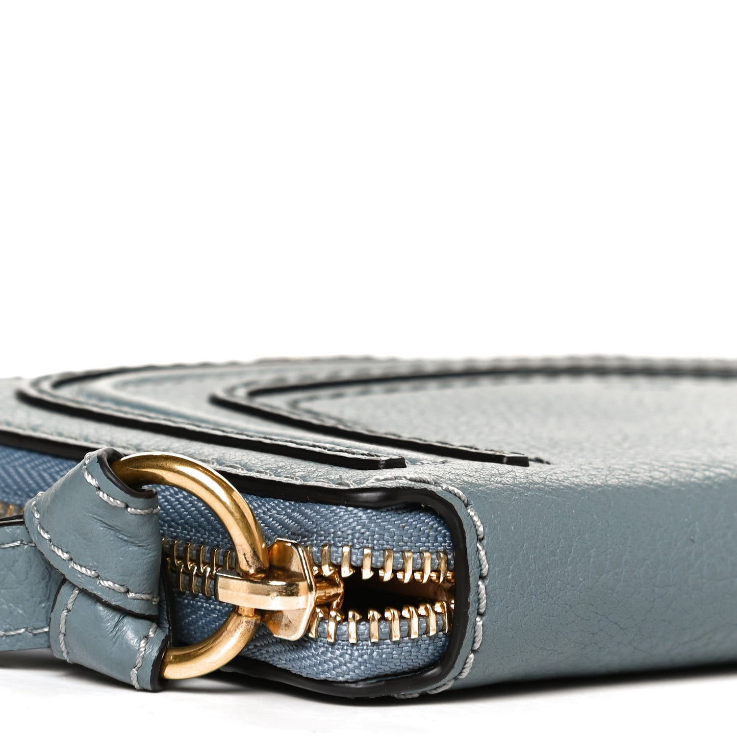 Grained Calfskin Marcie Long Zip Around Wallet Cloudy Blue