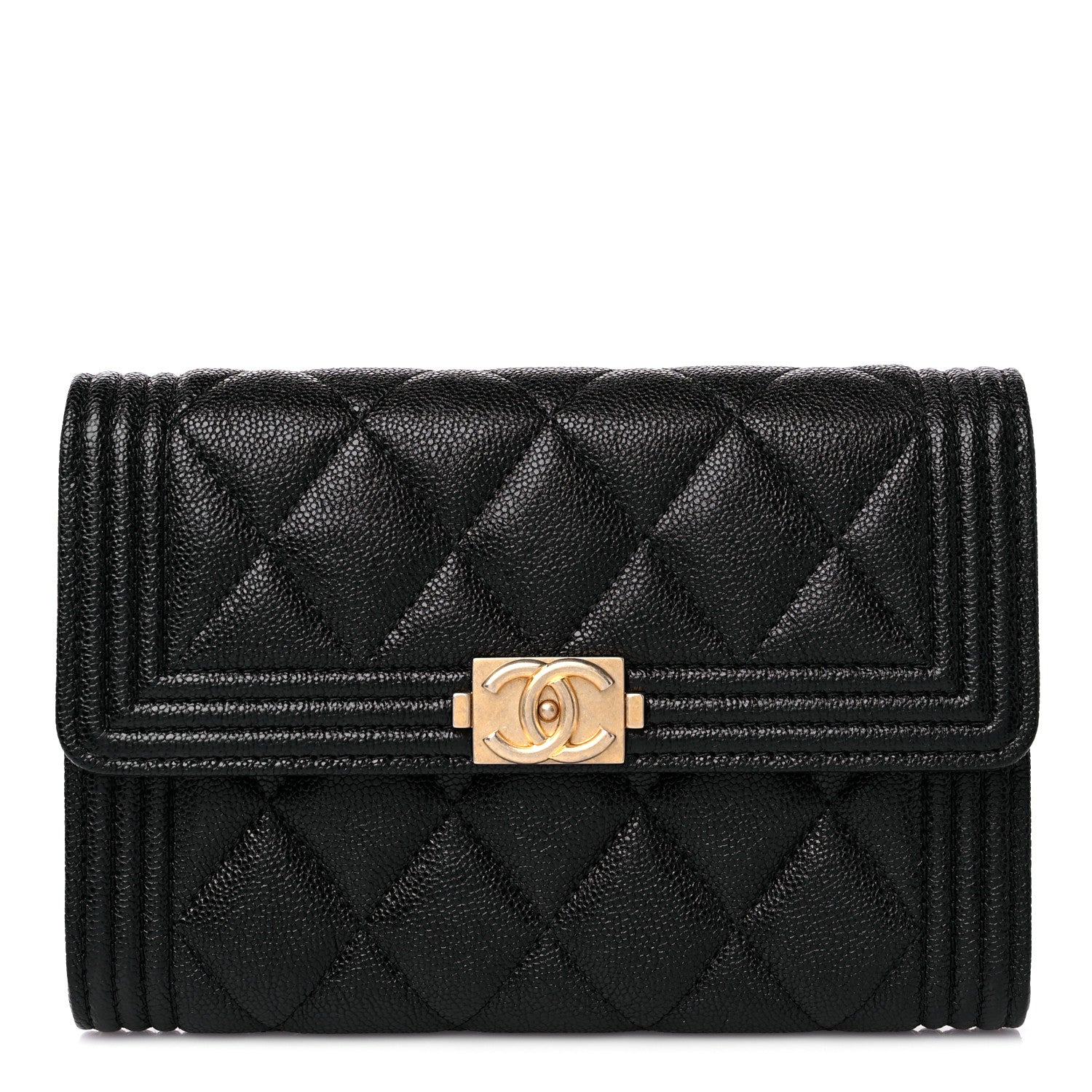 Chanel Caviar Quilted Medium Boy Flap Wallet Black 1 of 10