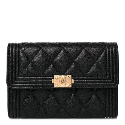 Chanel Caviar Quilted Medium Boy Flap Wallet Black 1 of 10