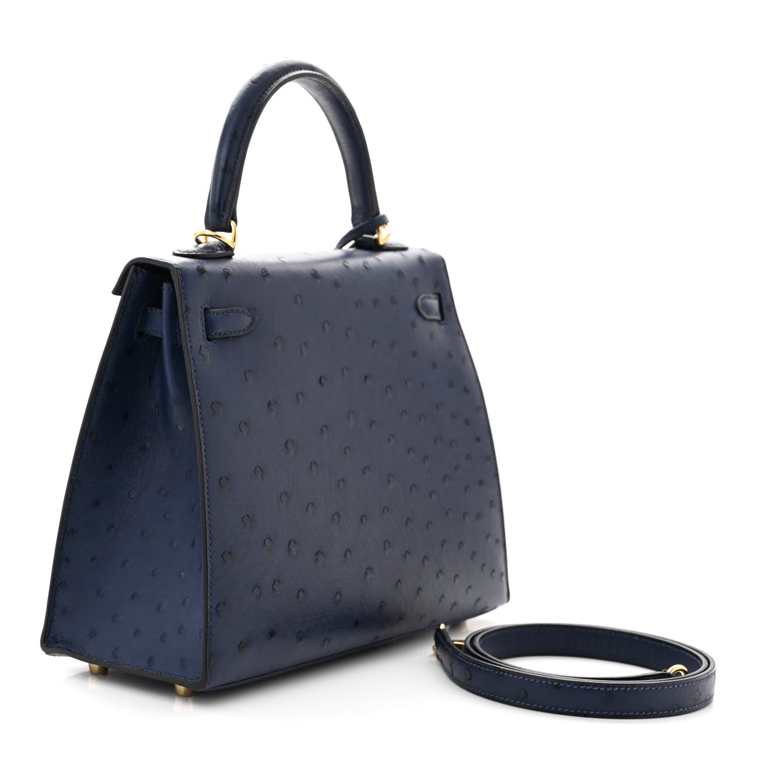 Hermes Ostrich Kelly Sellier 25 Bleu Iris 3 of 10