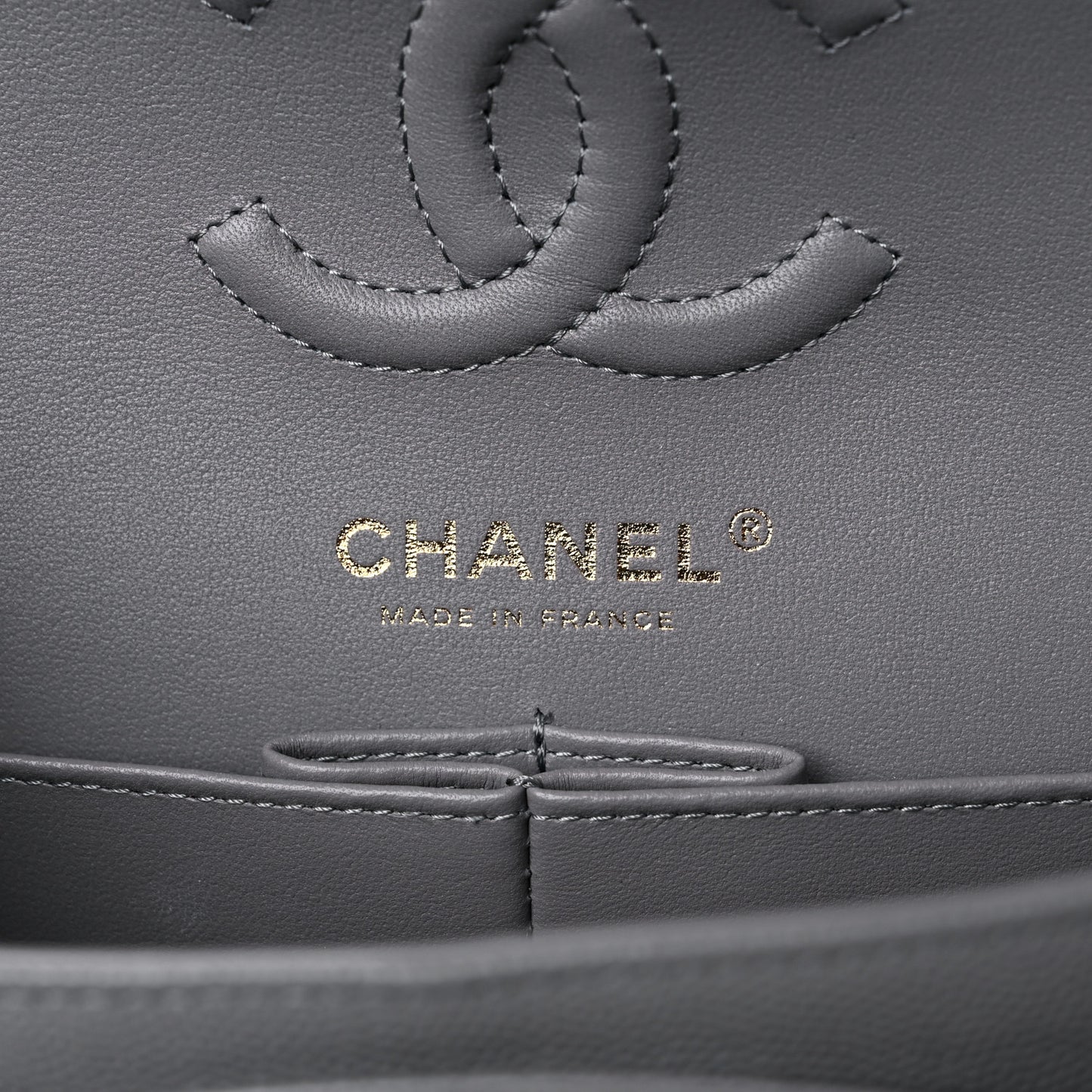 Caviar Quilted Small Double Flap Grey