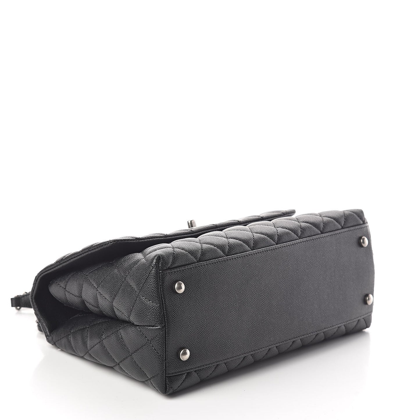 Caviar Lizard Quilted Small Coco Handle Flap Black