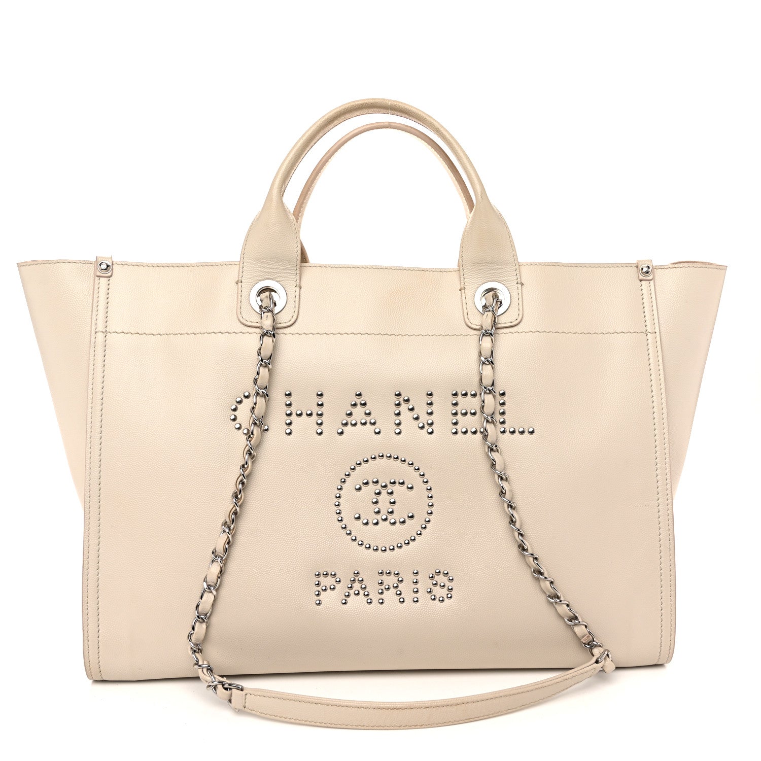 Chanel Caviar Medium Studded Deauville Tote Ivory 1 of 14