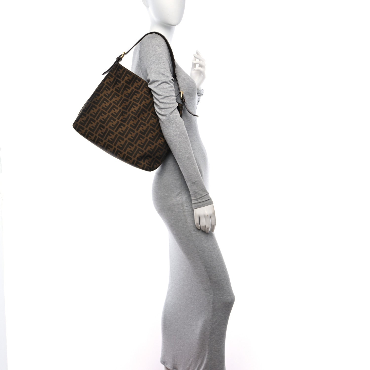 Fendi Zucca Vitello Artic Small Hobo Tobacco Castagna 2 of 10