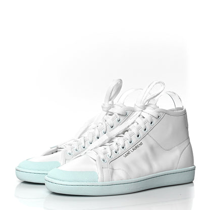 Saint Laurent Calfskin Womens Court Classic SL/39 Mid Top Sneakers 40 Blanc Bebe Blue 3 of 7