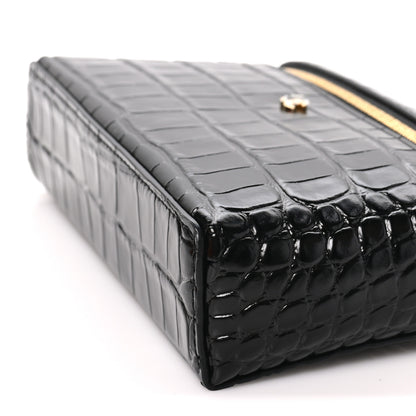 Chanel Calfskin Crocodile Embossed Crococo Exoticoco Vanity With Chain Black 10 of 11