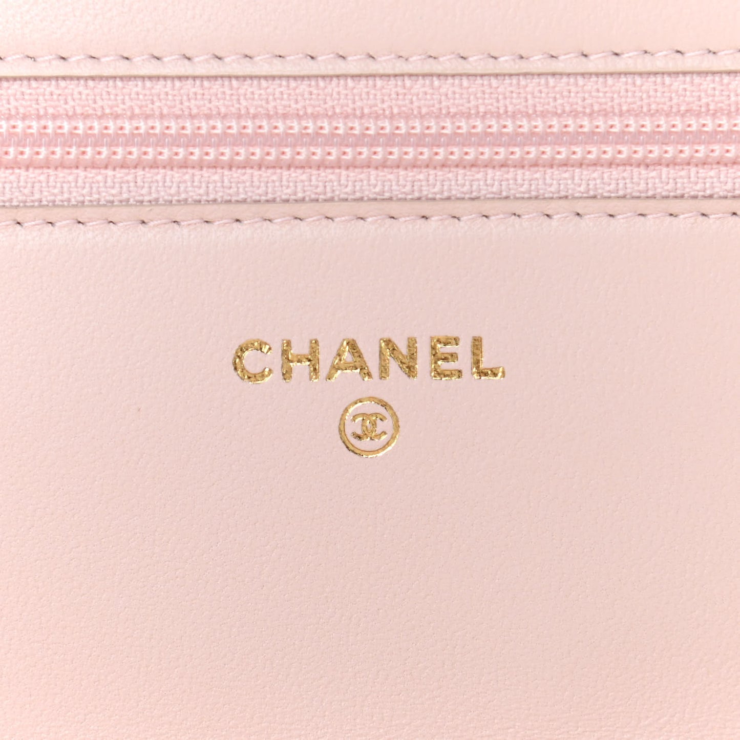 Lambskin Quilted Wallet On Chain WOC Light Pink