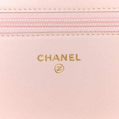 Chanel Lambskin Quilted Wallet On Chain WOC Light Pink 6 of 12