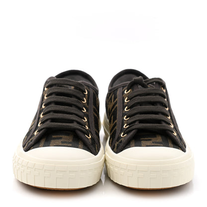 Fendi Fabric Jacquard FF Womens Domino Low Top Sneakers 36 Tobacco 2 of 10