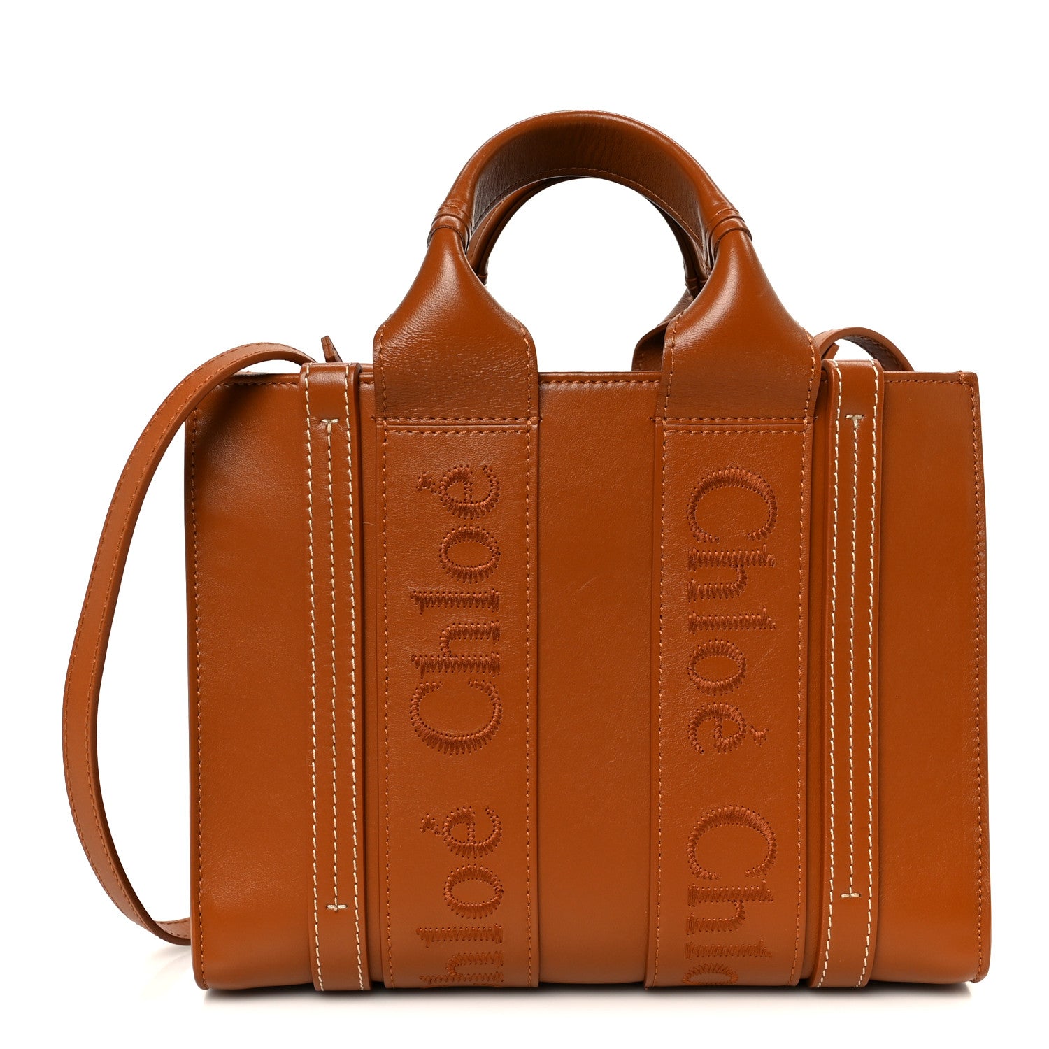 Chloe Calfskin Small Woody Ribbon Tote Caramel 1 of 10