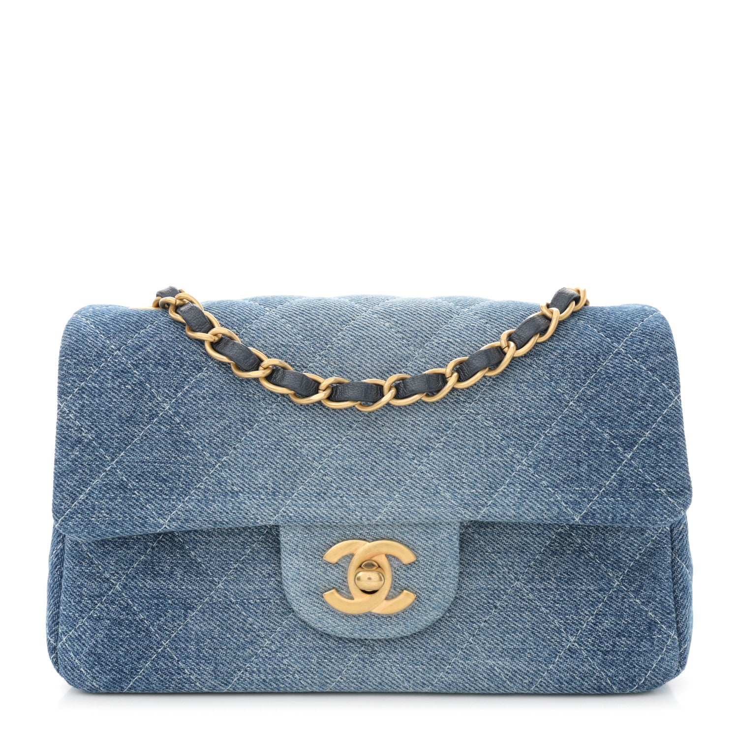 Chanel Washed Denim Quilted Mini Rectangular Flap Blue 1 of 12