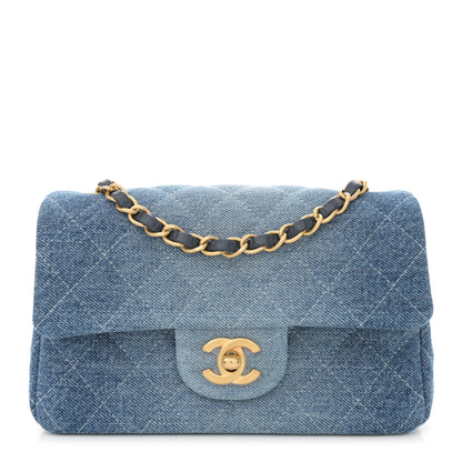 Chanel Washed Denim Quilted Mini Rectangular Flap Blue 1 of 12