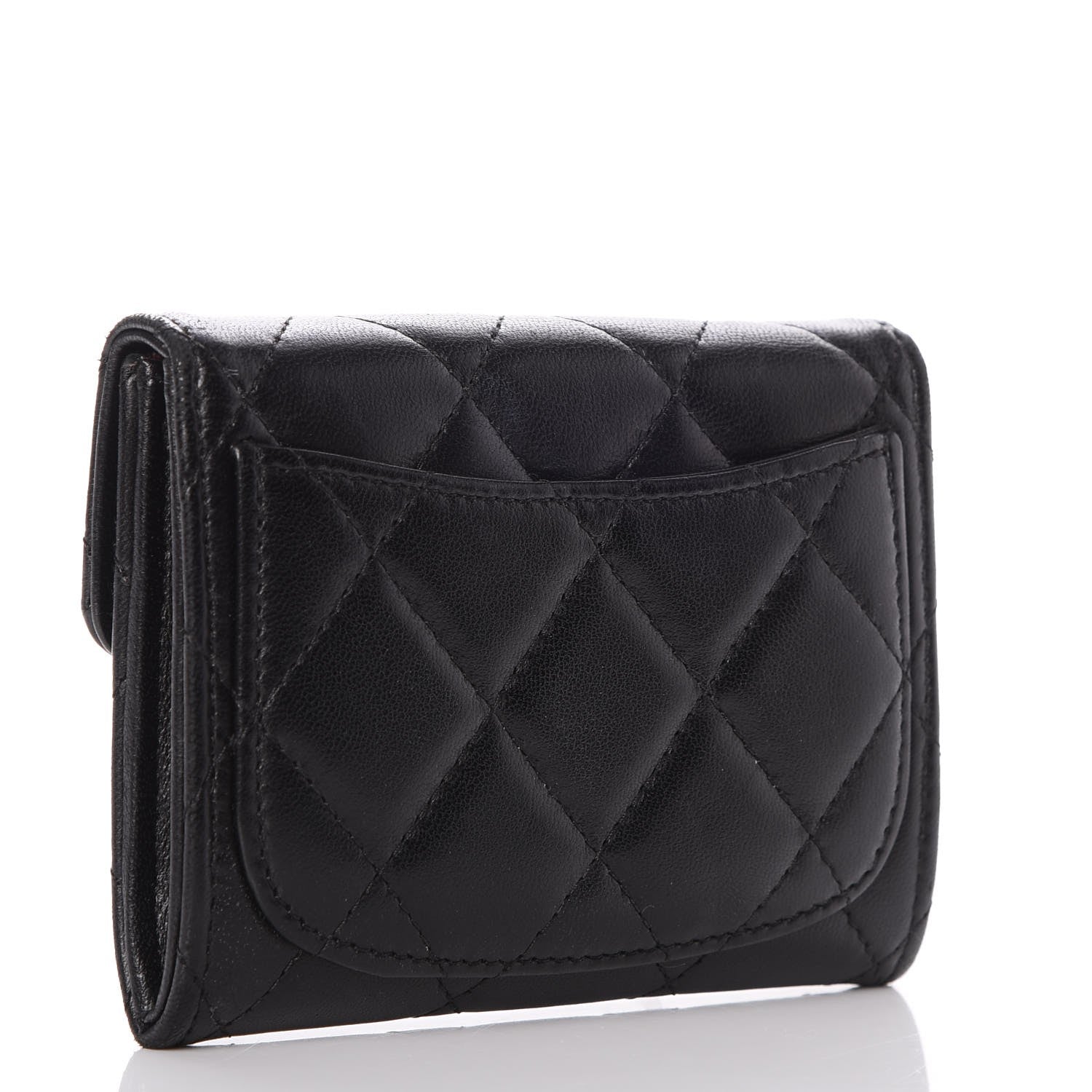 Chanel Lambskin Quilted Flap Card Holder Wallet Black 3 of 8