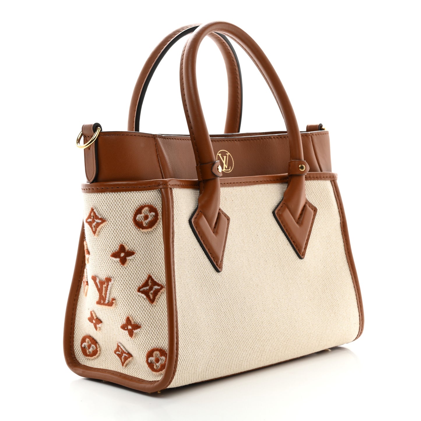 Canvas Calfskin Monogram On My Side PM Caramel Tan