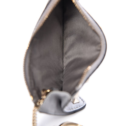 Valentino Garavani Vitello Rockstud Key Coin Case Card Holder Grey 3 of 8