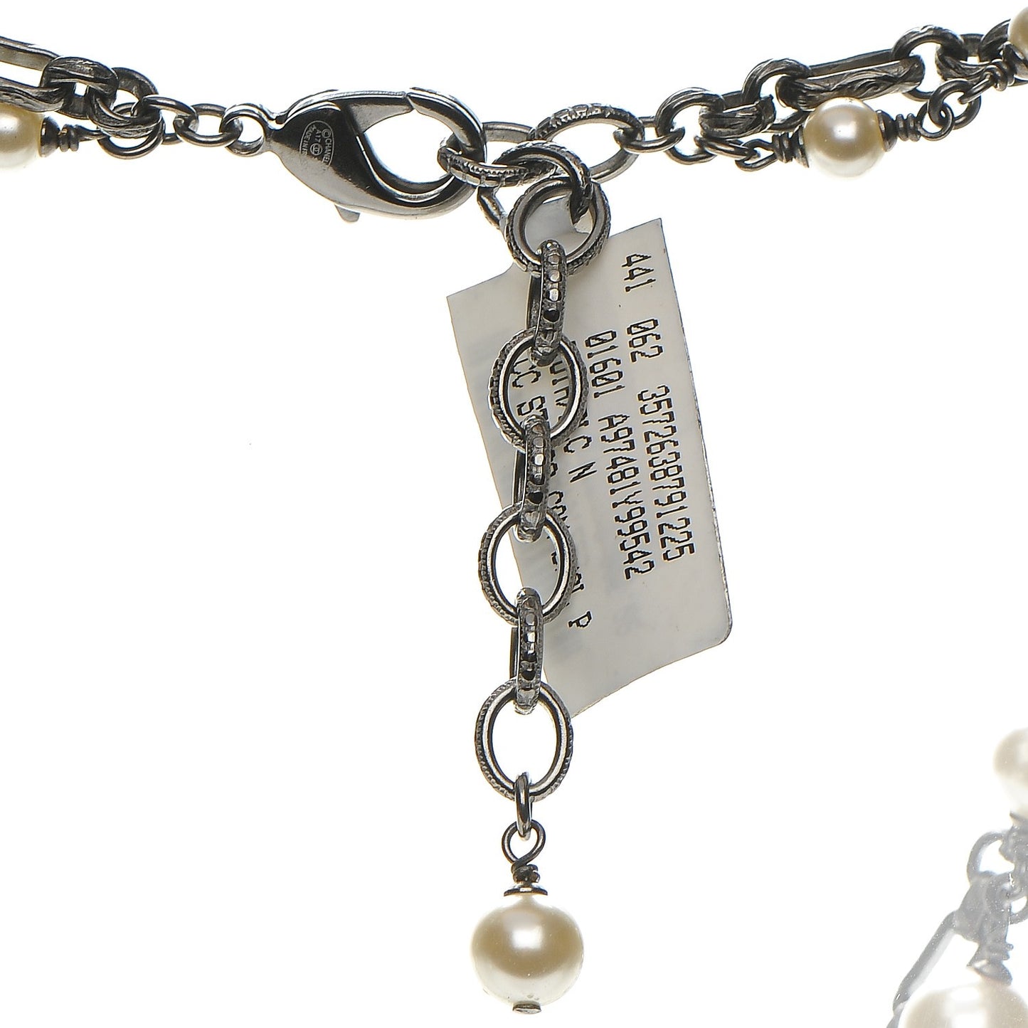 Pearl Crystal CC Double Strand Necklace Ruthenium