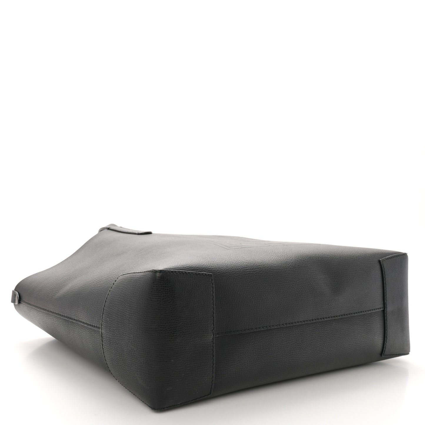 Calfskin TB Motif Embossed Medium Tote Black