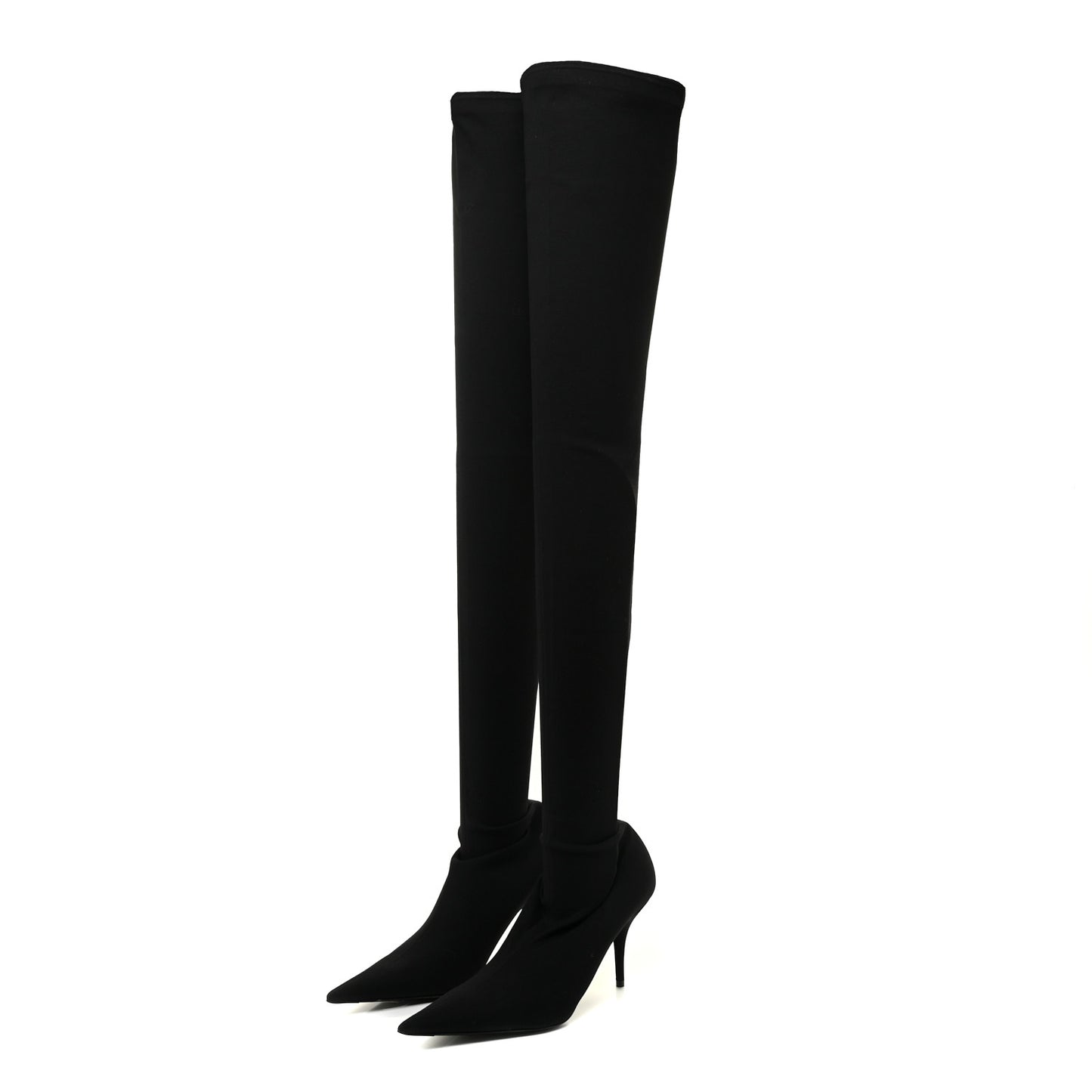 Spandex Pointed Toe Knife Thigh High Boots 38 Black