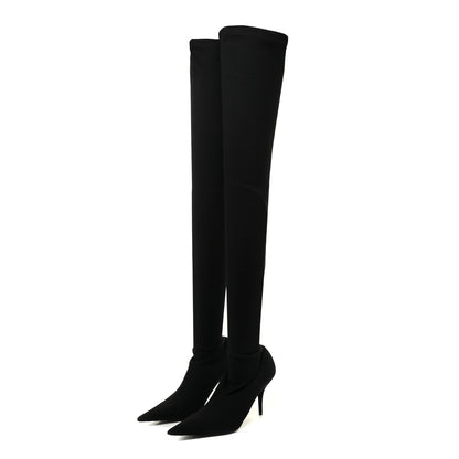 Balenciaga Spandex Pointed Toe Knife Thigh High Boots 38 Black 3 of 7