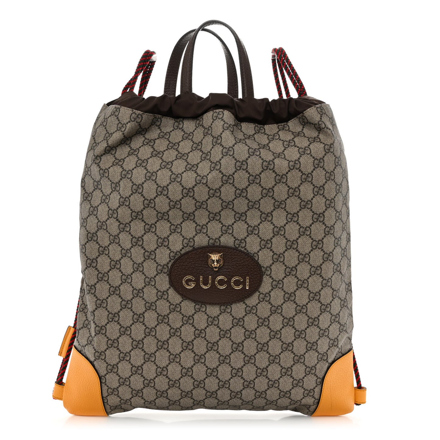 GG Supreme Monogram Neo Vintage Drawstring Backpack Beige New Acero Crop