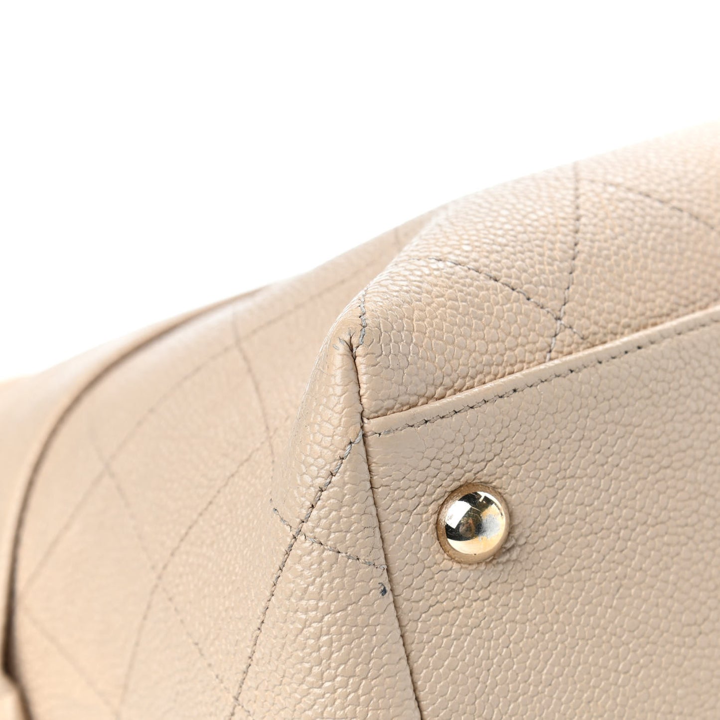 Caviar Stitched Shopping Tote Beige