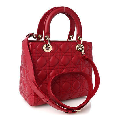 Christian Dior Lambskin Cannage Medium Lady Dior Red 3 of 10
