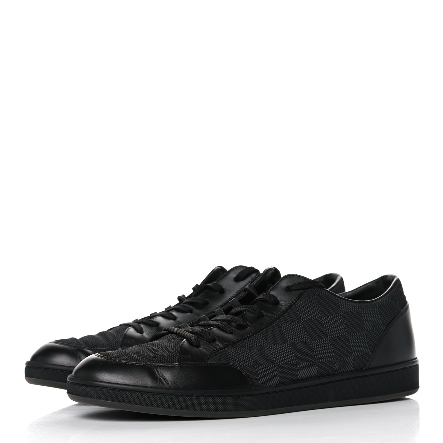 Calfskin Nylon Damier Offshore Sneakers 8 Black