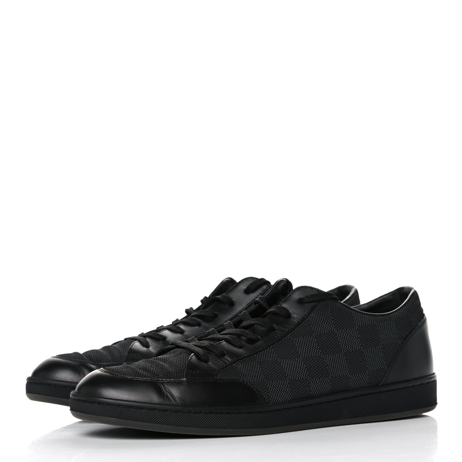 Louis Vuitton Calfskin Nylon Damier Offshore Sneakers 8 Black 3 of 13