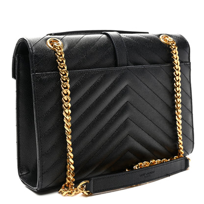 Saint Laurent Grain De Poudre Matelasse Chevron Medium Monogram Satchel Black 3 of 11