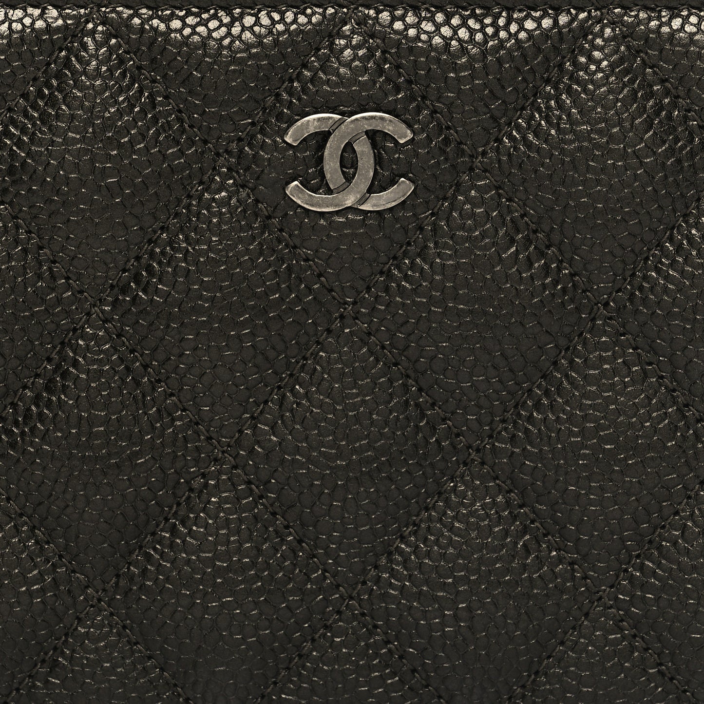 Caviar Quilted Large Gusset Zip Around Wallet Dark Charcoal