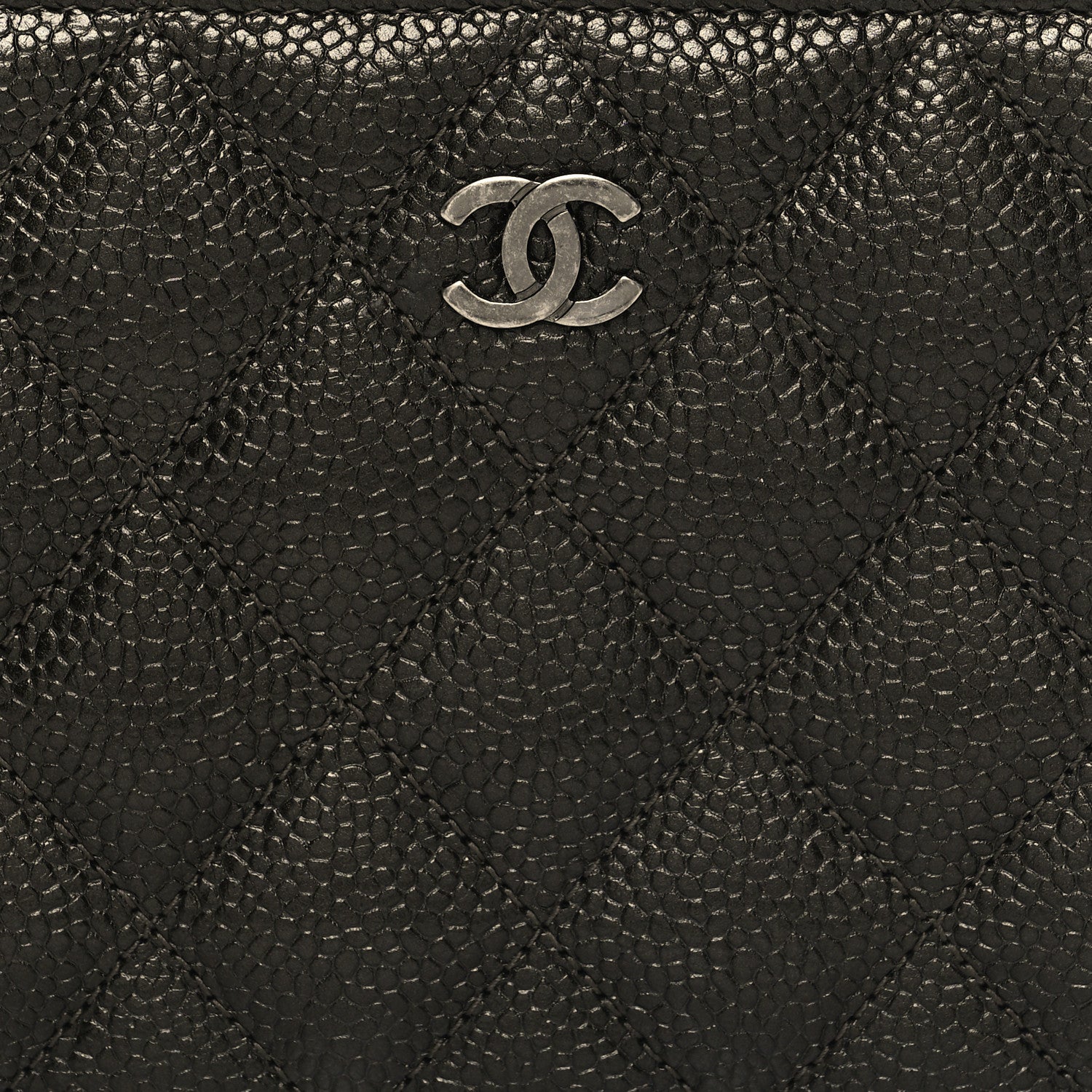 Chanel Caviar Quilted Large Gusset Zip Around Wallet Dark Charcoal 8 of 10