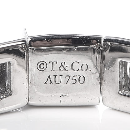 Tiffany 18K White Gold Diamond T Line Band Ring 52 6 4 of 5