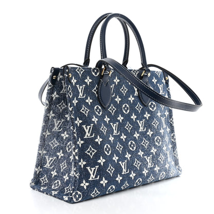 Louis Vuitton Monogram Jacquard Denim Onthego MM Bleu 3 of 10