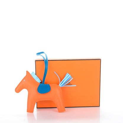 Hermes Milo Lambskin Grigri Rodeo Horse Bag Charm GM Feu Celeste Bleu Izmir 4 of 4