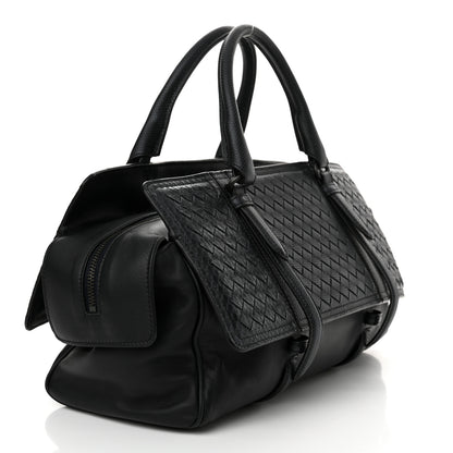 Bottega Veneta Nappa Snakeskin Intrecciato Medium Monaco Satchel Black 3 of 12
