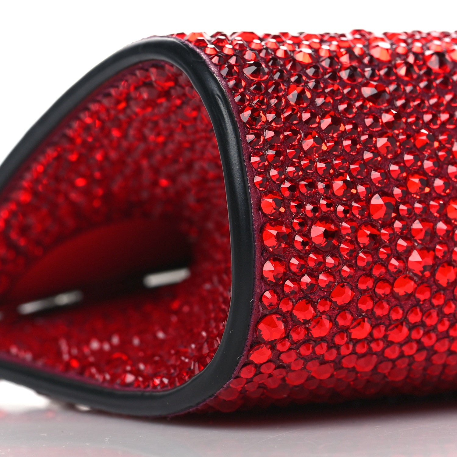 Christian Louboutin Suede Crystal Strass Small Palmette Clutch Red 7 of 8