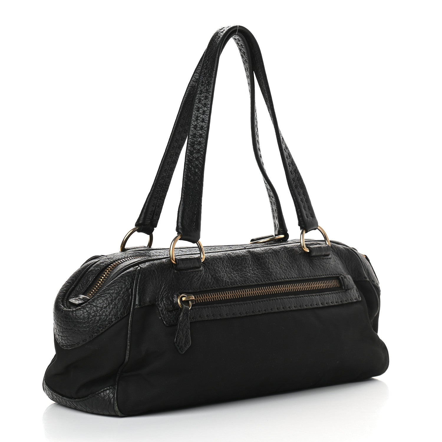 Prada Tessuto Nylon Calfskin Shoulder Bag Black 2 of 7