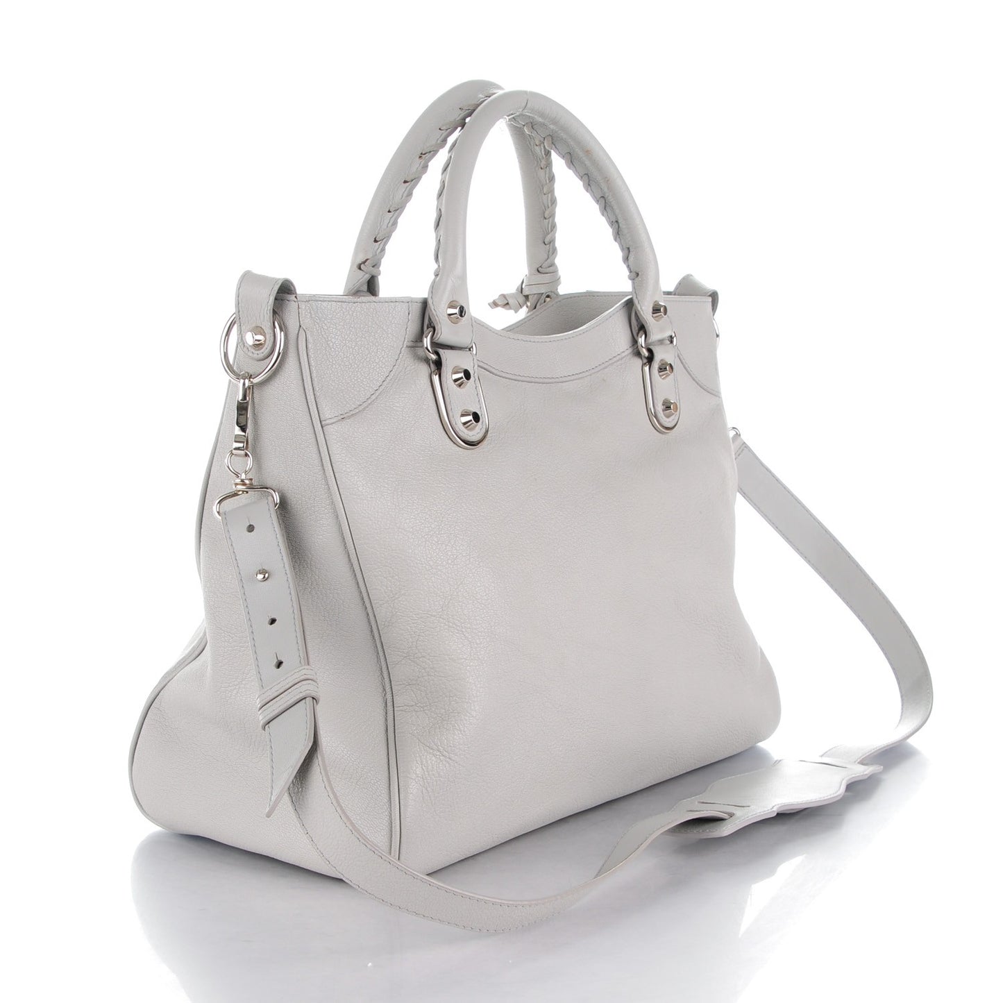 Chevre Silver Metallic Edge Hardware Velo Gris Perle