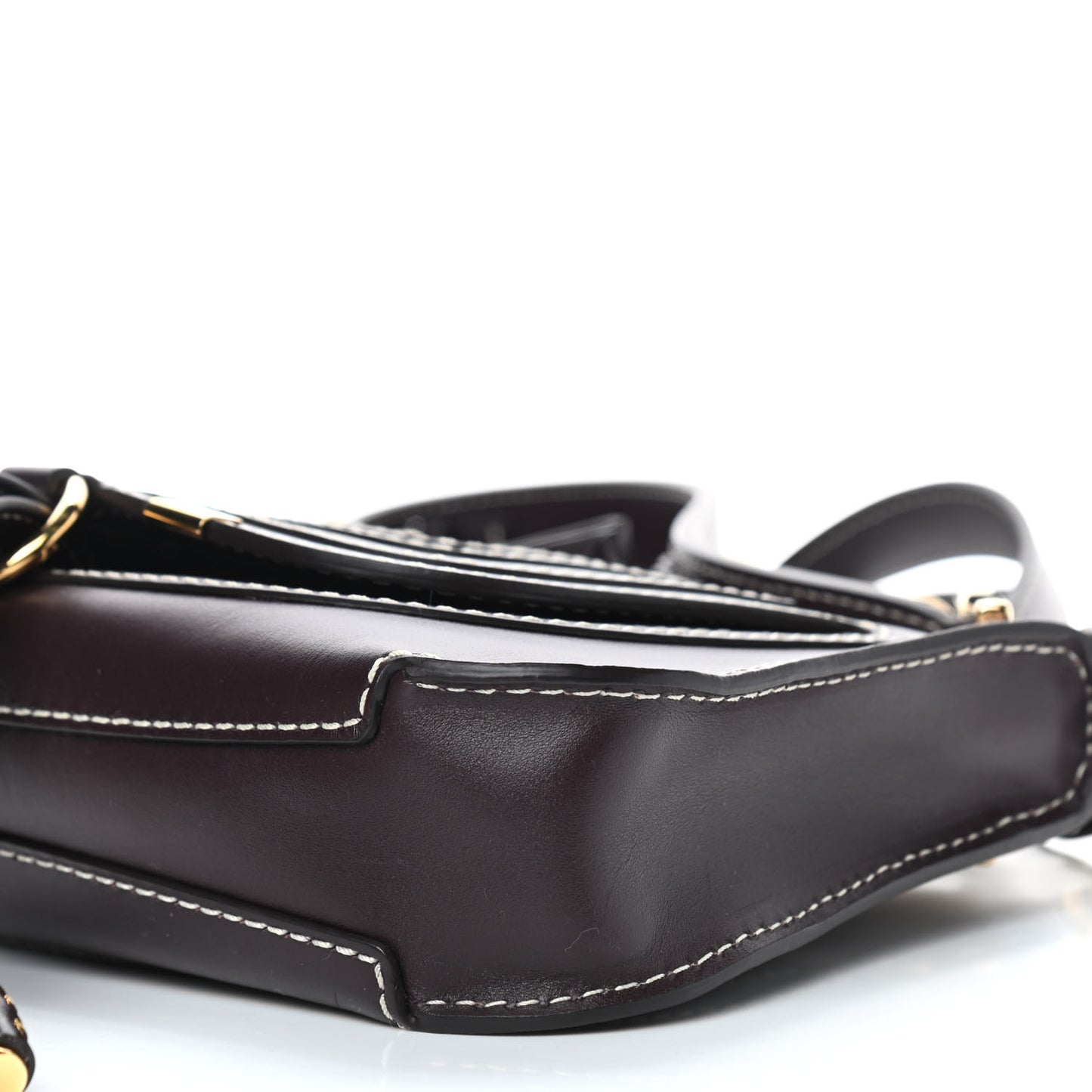 Shiny Calfskin Small Marcie Saddle Shoulder Bag Black Raisin